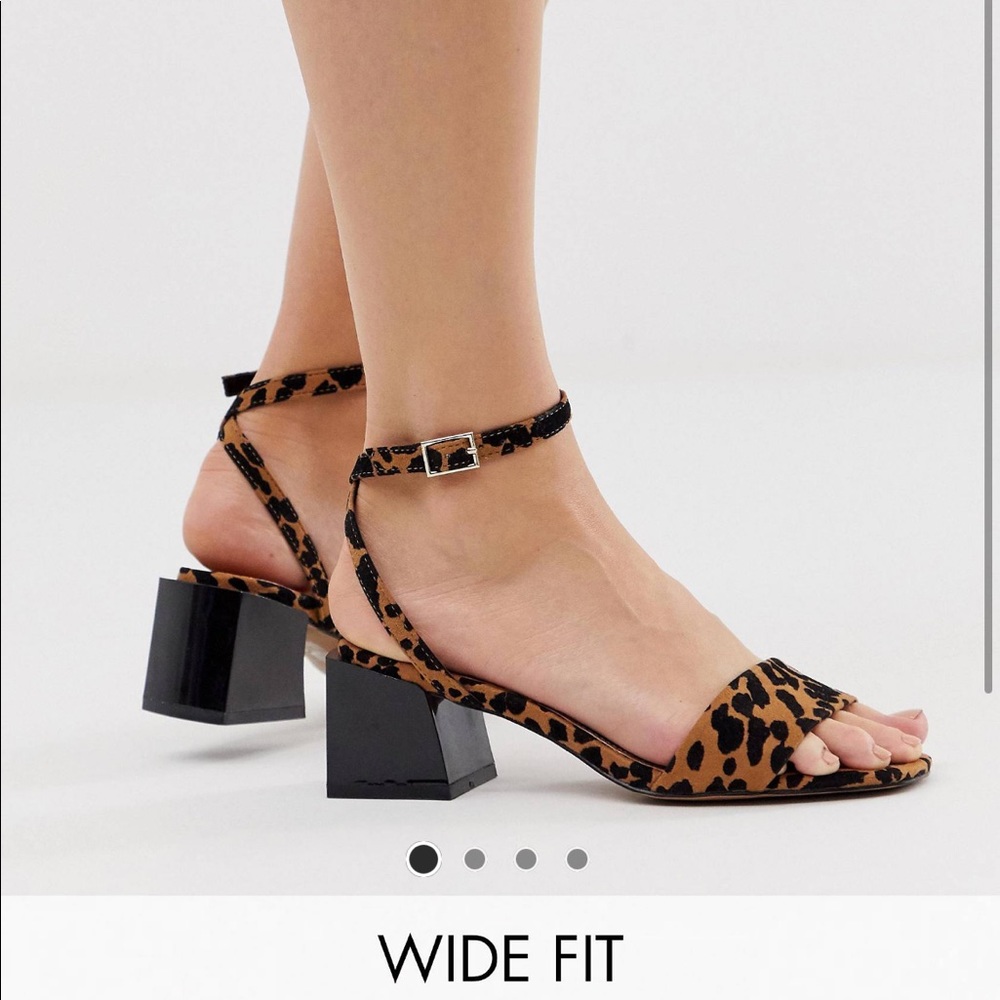 Wide fit leopard print heeled sandal